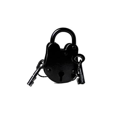 Imagem de RII Cadeado e chave Old Fashion - Fechadura de porta-malas de ferro fundido antigo (9 cm)