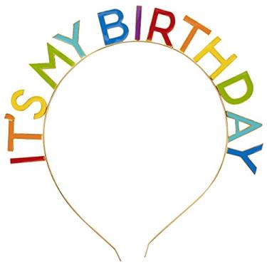 Imagem de Andaz Press It’s My Birthday Headband Gold Headpiece with Rainbow Letters for Women, Girls and Kids Hair Accessories - Birthday Party Decorations, 1-Pack