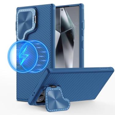 Imagem de Nillkin Capa para Samsung Galaxy S24 Ultra Magsafe com capa para câmera Kichstand, [ímãs embutidos], [tampa de lente 2 em 1 e suporte], capa magnética para Galaxy S24 Ultra 6,8 polegadas 2024, azul