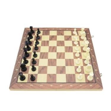 Imagem de Tabuleiro de Xadrez, Dama e Gamão kit 3 em 1, Magnético, dobrável, 34cm, para crianças e adultos passatempo