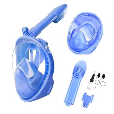 Imagem de Mascara Mergulho Snorkel Full Face Anti-fog Infantil Com Suporte Gopro Câmera (Azul)