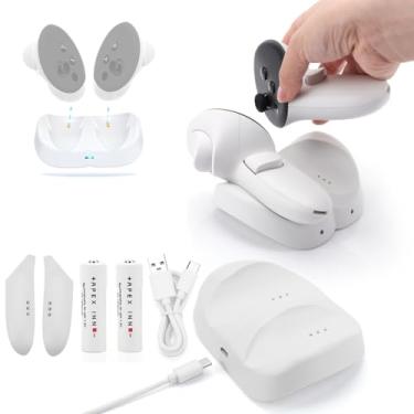 Imagem de Dock de carregamento para Meta Quest 3, estação de carregamento de acessórios VR para Oculus Quest 3 com 2 baterias recarregáveis, adaptador de 50 W, dock Quest 3 com cabo tipo C/842
