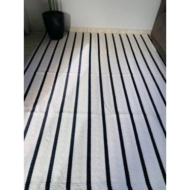 Imagem de Tapete Sala Quarto 1,50x2,00 Algodão Lavavel na Maquina (Cru/Preto)