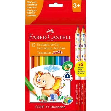 Imagem de Lápis De Cor Jumbo EcoLápis 12 Cores 2 Pretos Faber Castell