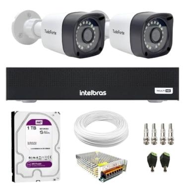 Imagem de Kit 2 Câmeras Tudo Forte TF 2020 B Full HD 1080p Bullet Visão Noturna 20M Proteção IP66 + DVR Gravador Intelbras MHDX 1104-C 4 Canais + HD 1TB Purple
