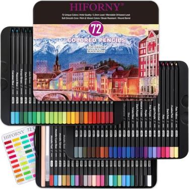 Imagem de HIFORNY Pacote com 75 lápis de cor premium edição preta para adultos – 72 lápis de colorir com extras, lápis macios para artistas, materiais de arte para adultos iniciantes