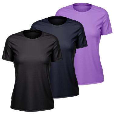 Imagem de Kit 3 Camisetas Feminina Dry Manga Curta Proteção UV Slim Fit Básica Academia Treino Fitness-Feminino