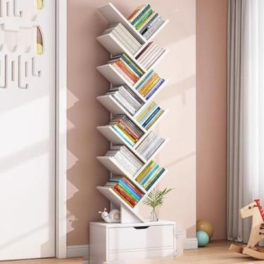 Imagem de Prateleira de armazenamento em forma de árvore com armário, estante de madeira industrial aberta para livros, CDs, plantas, organizador