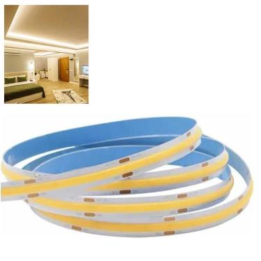 Imagem de Fita LED 4000K COB 5 Metros 12v IP20 Iluminaçao Profissional Perfil Teto Rebaixado Gesso Sanca Residencial Comercial