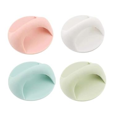 Imagem de weggoy Puxadores de gaveta de armário instantâneos autoadesivos - 4 peças de material de policarbonato com puxador de porta adesivo para cozinha, armário deslizante de janela (6,3 cm, multicolorido)