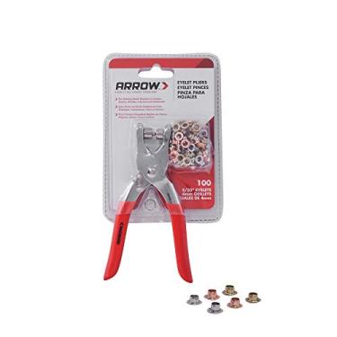 Imagem de Arrow GEPK532 Kit de ferramentas de ilhós, alicate perfurador para tecido, couro, lona, inclui 100 ilhós, 15 mm (5/81 cm), ouro, prata