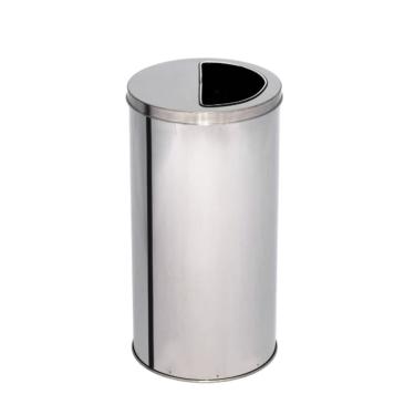 Imagem de Lixeira de Inox 100L com Aro Meia Lua