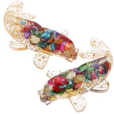 Imagem de OATIPHO 2 peças de figura de carpa em miniatura ornamento de animal aquático carpa japonesa peixe japonês artesanato estatuetas de peixe aquário ornamento de animais miniatura figuras de peixe estátua