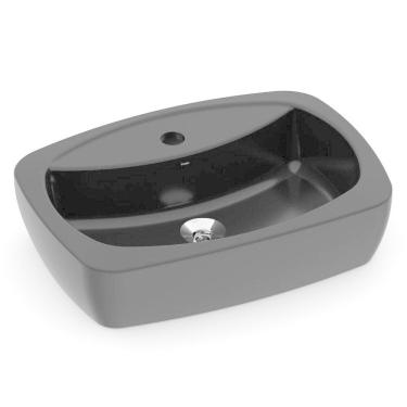 Imagem de Kit 2 Cubas de Apoio 500x360 com Furo Central sem Ladrão Thema Incepa Preto Brilho