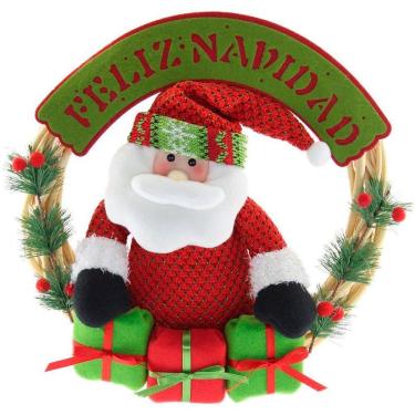 Imagem de Guirlanda Natalina Feliz Natal Em Madeira Papai Noel