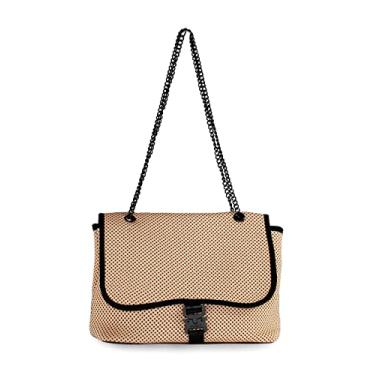Imagem de POPUPS Bolsa tiracolo com aba da marca - Neoprene, alças ajustáveis, resistente à água, lavável na máquina, bolsa de ombro feminina, Bronzeado, Bolsa transversal com aba