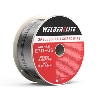 Imagem de WelderElite Fio MIG de núcleo de fluxo sem gás de 0,1 cm, carretel único de 900 g, E71T-GS, para soldagem galvanizada, inoxidável e de aço suave
