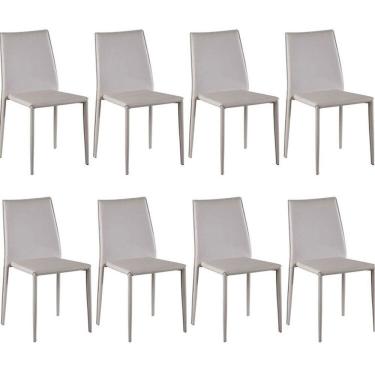 Imagem de Kit com 8 Cadeiras de Jantar Amanda Pvc Nude