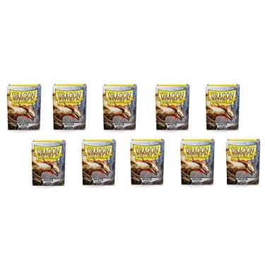 Imagem de 10 Packs Dragon Shield Classic White Standard Size 100 ct Card Sleeves Display Case