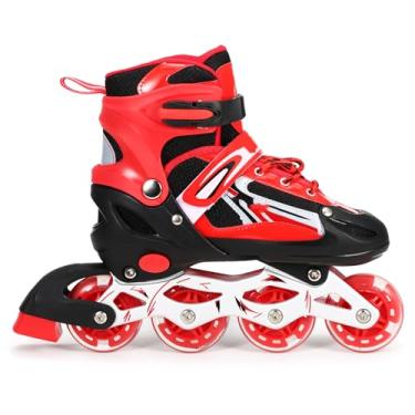 Imagem de Patins em linha iluminados ajustáveis, rodas iluminadas, rolamentos ABEC-7, para crianças, meninas, meninos, homens, mulheres com bolsa (G)