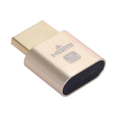 Imagem de CY Adaptador de tela virtual 4K HDMI 1.4 DDC EDID fictício plugue sem cabeça fantasma display emulador HDTV cor dourada 4K @60Hz