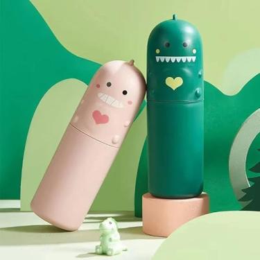 Imagem de Porta Escova/estojo Dental Dinossauros C/Tampa De Plástico (ROSA)