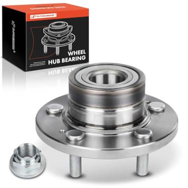 Imagem de A-Premium Rolamento de roda traseira e conjunto de cubo com 5 terminais compatíveis com Hyundai Santa Fe 2001-2006, somente FWD, substitui # 512197