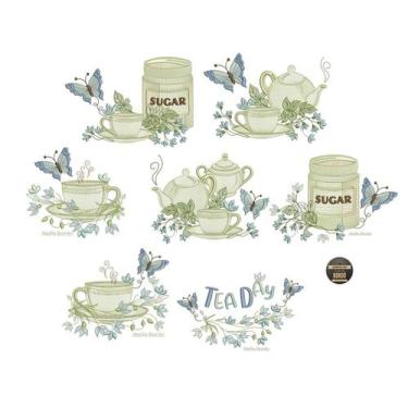 Imagem de 7 Matrizes de Bordado Bules Xicaras Cozinha para máquina de bordar Flo