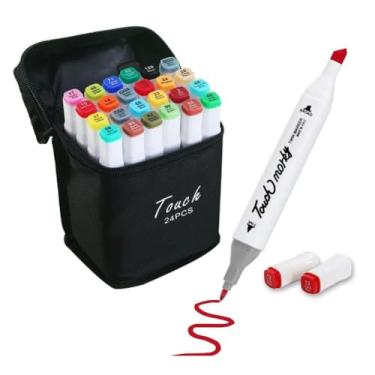 Imagem de Combo de 24 Canetas Marcador Permanente Ponta Dupla – Ideal para Artesanato, Desenho e Anotações em Papel, Plástico e Metal (24)