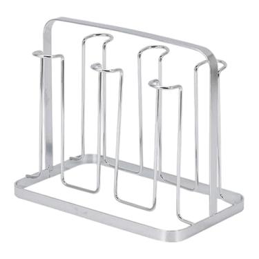 Imagem de YWJLQH Escorredor de Garrafas, Organizador de Copos de Vidro, Resistente, 6 Ganchos, Suporte para Secagem de Copos, Escorredor de Copos para Garrafas de Cozi, argento, Tamanho real