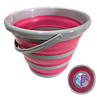 Imagem de Balde Dobrável Tipo Sanfona 10L - Retrátil Limpeza - CasaMia, Rosa