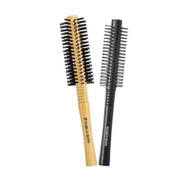 Imagem de Kit 2 Escovas Cabelo Madeira Cilíndrica 32 E 35mm Marco Boni, Bege e P