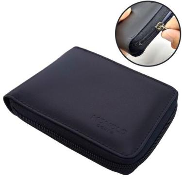 Imagem de Carteira Masculina Couro Legítimo Grande com Ziper externo Completa gr