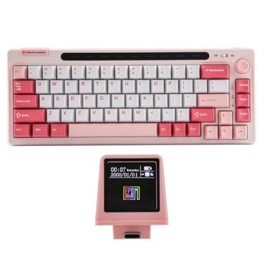 Imagem de EPOMAKER RT65 65% teclado sem fios para jogos com ecrã e Joystick, teclado mecânico Bluetooth Hot-Swap, teclado personalizado NKRO com iluminação RGB (Pink, Wisteria Linear Switch)