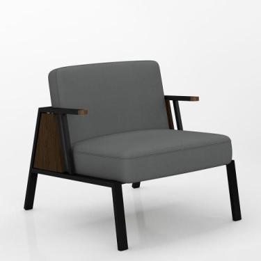 Imagem de Poltrona Decorativa Newark Preto/imbuia/cinza - Móveis Arapongas - A M