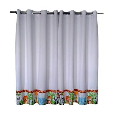 Imagem de Cortina Safari Bichos Para Quarto Infantil Janela Padrão - Pilli Enxov