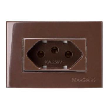 Imagem de Tomada Para Móvel 10A 2p+T Sleek Marrom Margirius, Marrom