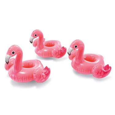 Imagem de Kit com 3 Porta Copo Flamingo Inflável Piscina Mar Drink Holders Intex
