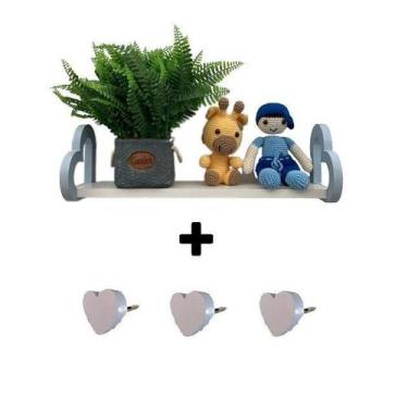 Imagem de Prateleira coração colorida e gancho de parede infantil 60cm - Souveni