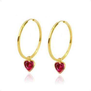 Imagem de Brincos Argola De Ouro 18k Com Zircônia 5mm - Sofistgold Joias, Vermel