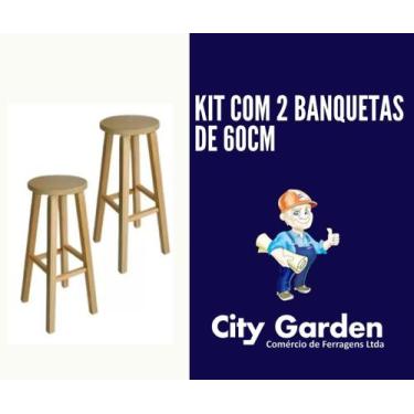 Imagem de Kit com 2 banquetas tamanho 60cm de madeira pinus - CITY GARDEN