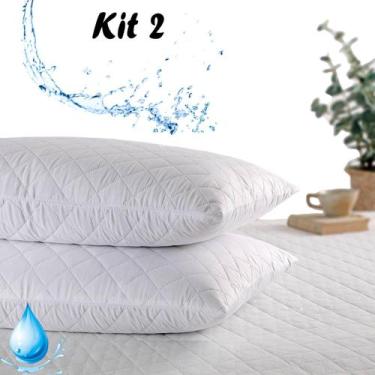 Imagem de Kit 2 Capas Protetora De Travesseiro Fronha Impermeável Antialérgica M