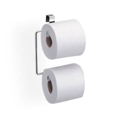 Imagem de Suporte Duplo Para Papel Higiênico Para Caixa Acoplada Em Aço Prateado