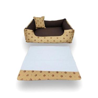 Imagem de cama P 50x50cm caminha cachorro ou gato até 5kg+ tapetinho higiênico l
