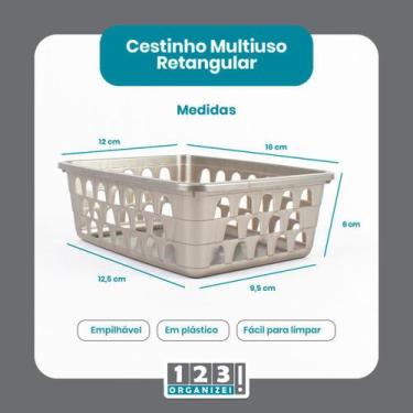 Imagem de Cesto Multiuso Organizador Pequeno Cinza 16x12x6Cm - 123 Organizei