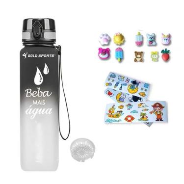 Imagem de Garrafa Squeeze Plástica Gold Sports All Day Siliconada Com Filtro -1L