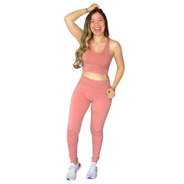 Imagem de Conjunto Fitness Academia Preto (Top + Legging) - JinkingStore, Rose, 