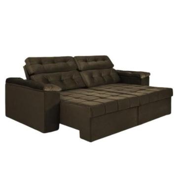 Imagem de Sofá New Itália 2,52 metros Retrátil e Reclinável Tecido Suede Café - 