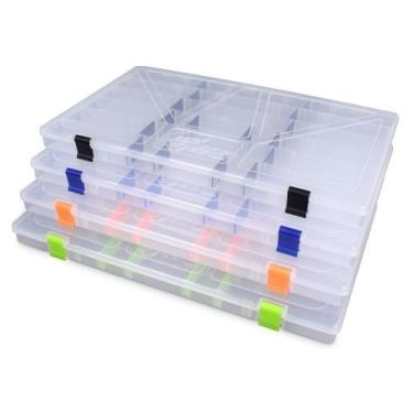 Imagem de Kit 4 Estojos P/ Iscas Transparente C/ 24 Divisões - Life Pesca