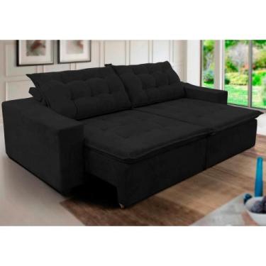 Imagem de Sofá Amazonas 2,10 metros Retrátil com Molas Suede Veludo Light Preto 
